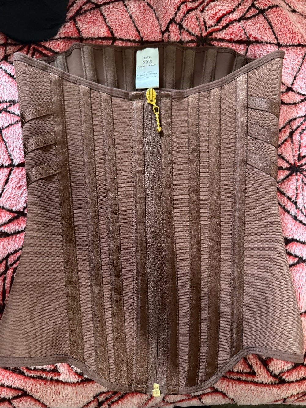 SHAPSHE Brown Waist Trainer Corset with Gold Zipper
